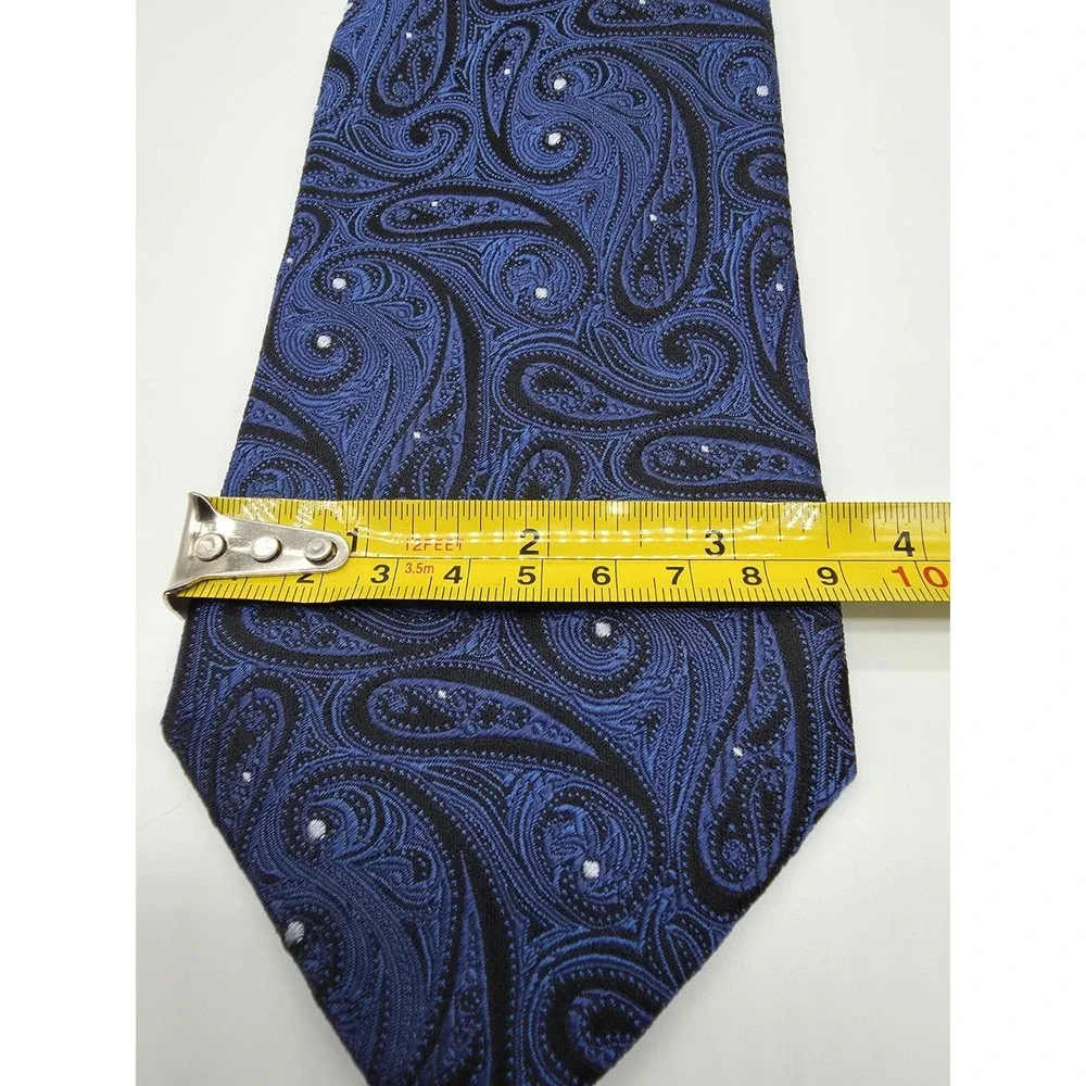 Chaps Ralph Lauren Men's Blue Black Paisley 100% Silk Tie 58
